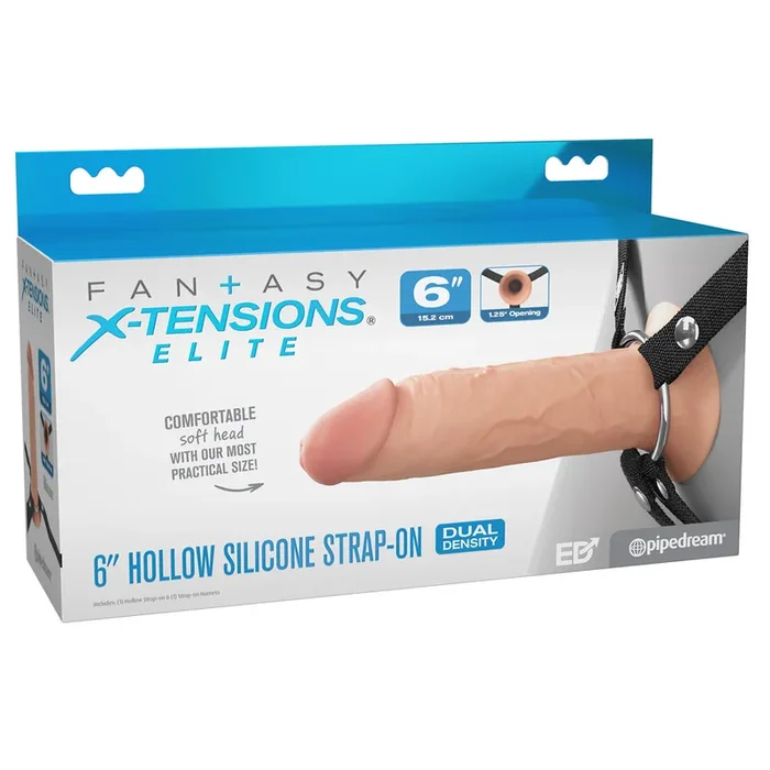FX Elite 6” Silicone Hollow Strap-On – Flesh – Flesh 15.2 cm Hollow Strap-On