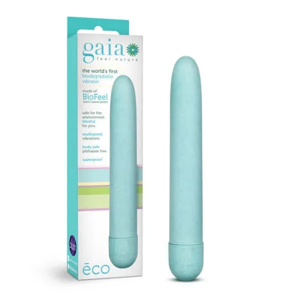 Gaia Eco Aqua Blue Vibrator – Biodegradable & Recyclable – Deep Rumbling Vibrations