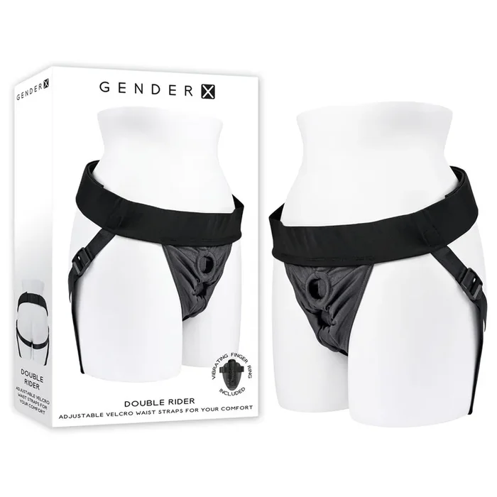 Gender X DOUBLE RIDER – Black Adjustable Strap-On Harness (No Probe Included)