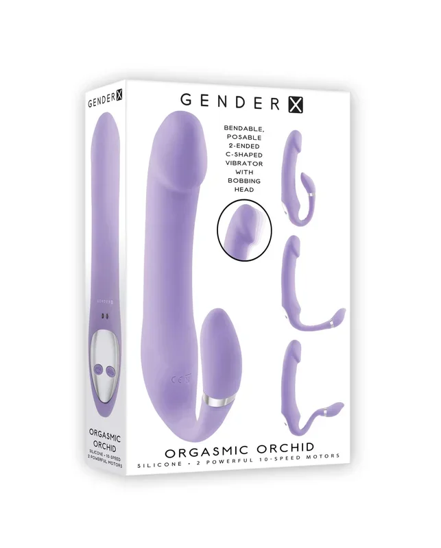 Gender X Orgasmic Orchid Rechargeable Silicone Vibrator with Clitoral Stimulator – Purple