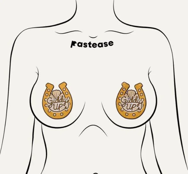 Giddy Up Sparkling Horseshoe Golden Nipple Covers