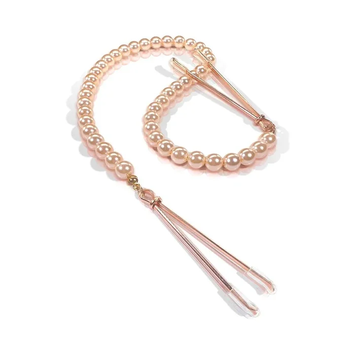 Global Novelties Nixie Pearl Drop Beaded Tweezer Nipple Clamps Rose Gold