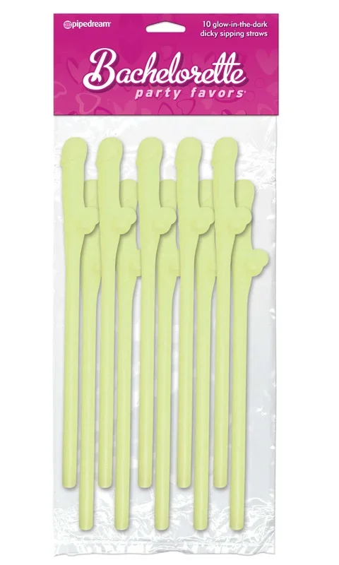 Glow-in-the-Dark Dicky Sipping Straws for Bachelorette Parties – Set of 10
