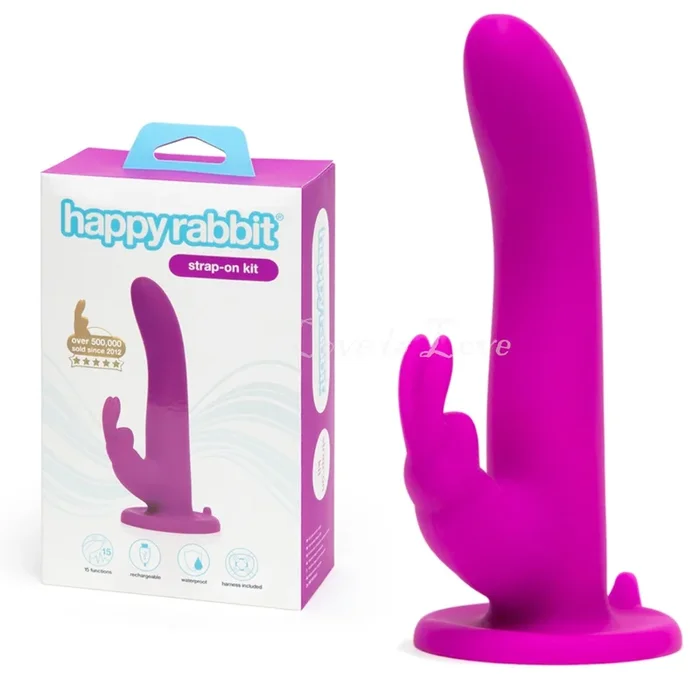 Happy Rabbit Rechargeable Vibrating Strap-On Harness Set Purple