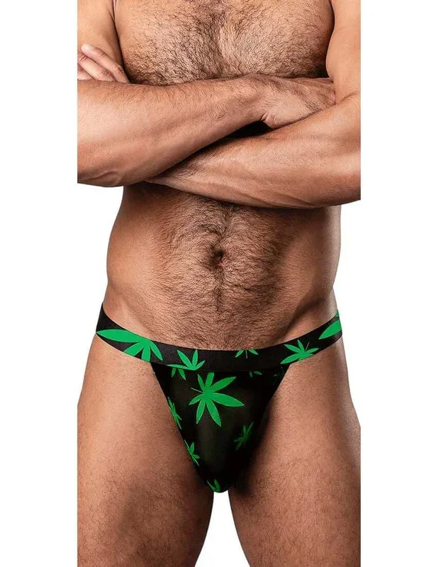 HAZY DAYZ Micro Thong Pot Leaf S/M – Lightweight, Breathable Microfiber, Sporty Sexy Look