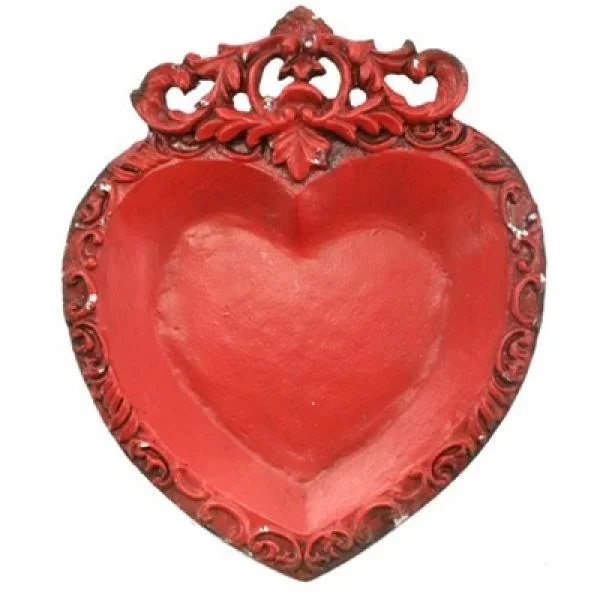Heart and Vine Metal Tray – Red
