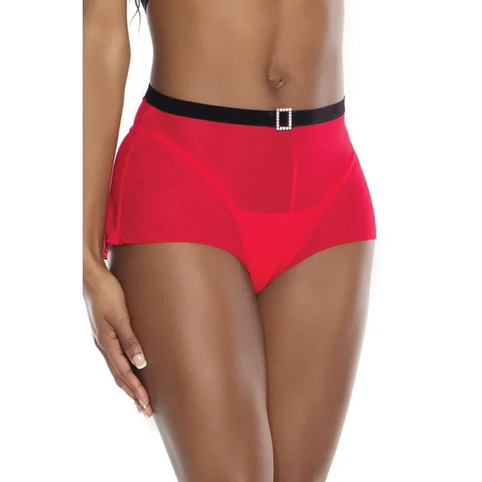 High Wasted Red Holiday Booty Shorts W Black Belt O/S