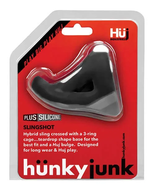 Hunky Junk Sling Shot 3 Ring Teardrop Cock Sling Black