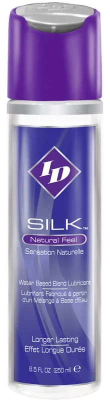 ID Silk Personal Lubricant – Silicone and Water Blend – 8.5 fl oz – Long-Lasting and Latex Safe