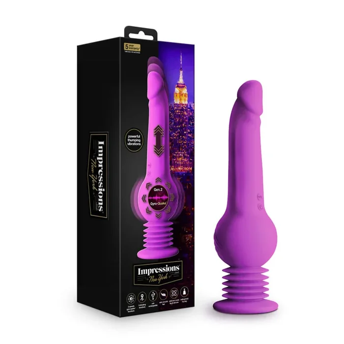 Impressions New York Gyro-Quake Purple Dildo – Gen 2 Rumbly Thumping – Platinum Silicone