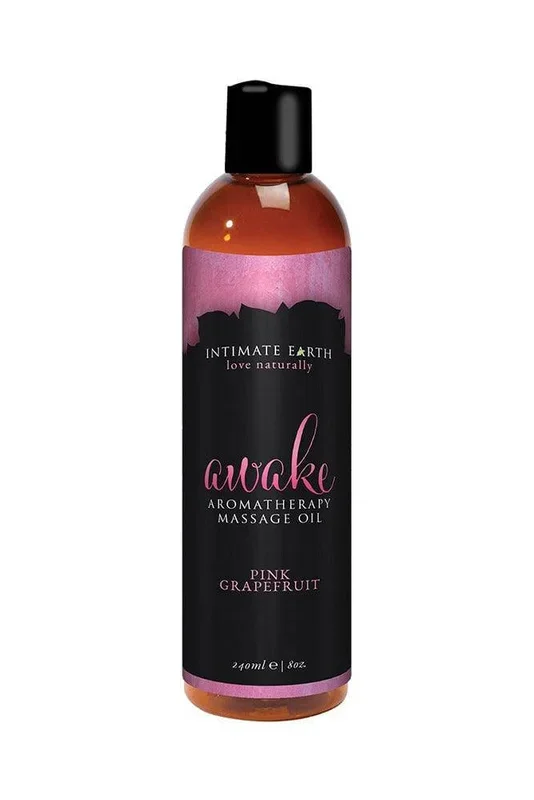 Intimate Earth – Aromatherapy Massage Oil – Awake – Black Pepper & Pink Grapefruit – 8oz