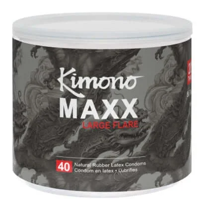 Kimono Bowl Maxx Large Flare 40 Count Condoms Fishbowl: Premium Quality for Enhanced Comfort