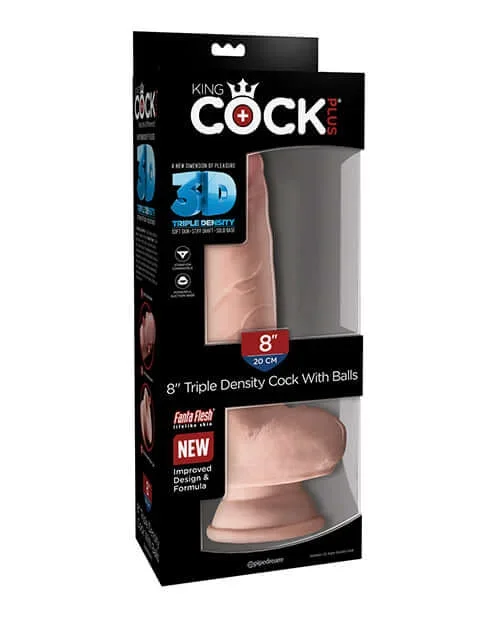 King Cock Triple Density 8 inches Cock with Balls Beige Dildo