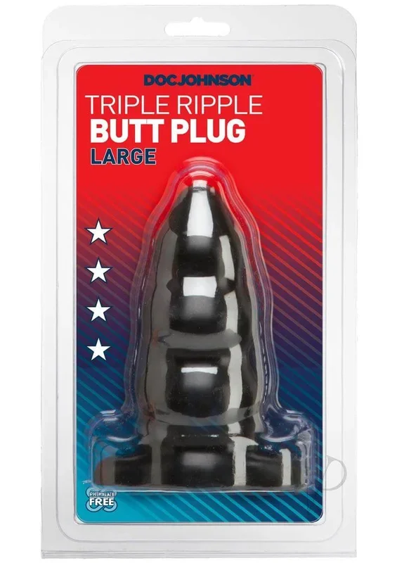 Large Triple Ripple Butt Plug in Black – Unique Shape for Sensational Anal Adventures
