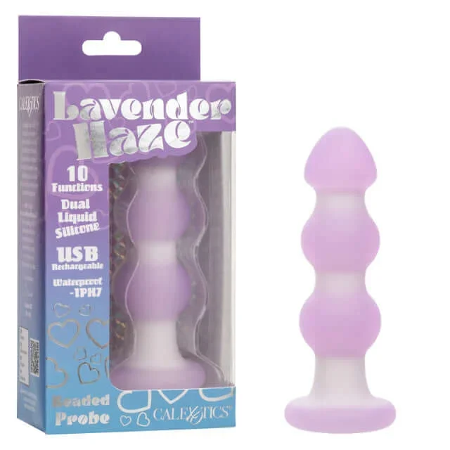 Lavender Haze Beaded Probe – Dual Layer Liquid Silicone Vibrating Anal Stimulator
