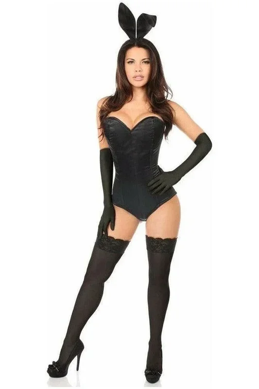 Lavish 4-Piece Sexy Bunny Corset Costume: Playful Bodysuit, Ears, Gloves, Tail