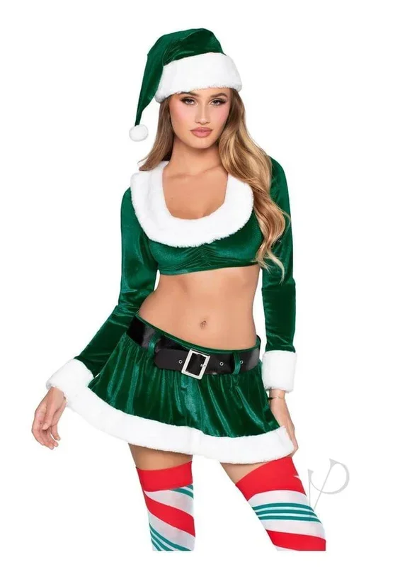 Leg Avenue HoHo Hottie Velvet Santa 4 Piece Costume Green S