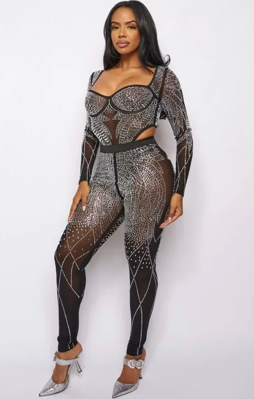 Leg Avenue Rainbow Net Bikini Top with Lace-Up Detail, G-String Panty and Biker Chaps