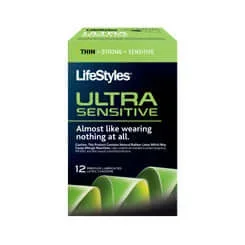 Lifestyles Ultra Sensitive Condoms: Premium Thin-Latex Protection – 12 Pack for Enhanced Sensation