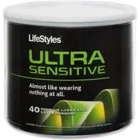 Lifestyles Ultra Sensitive Latex Condoms 40 Pc Bowl
