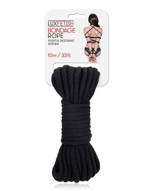 Lux Fetish Bondage Rope 33ft Black: Explore Sensual Restraints and Shibari Artistry