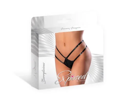 Magic Silk Lingerie Liquid Onyx Crotchless Panty Black L/XL