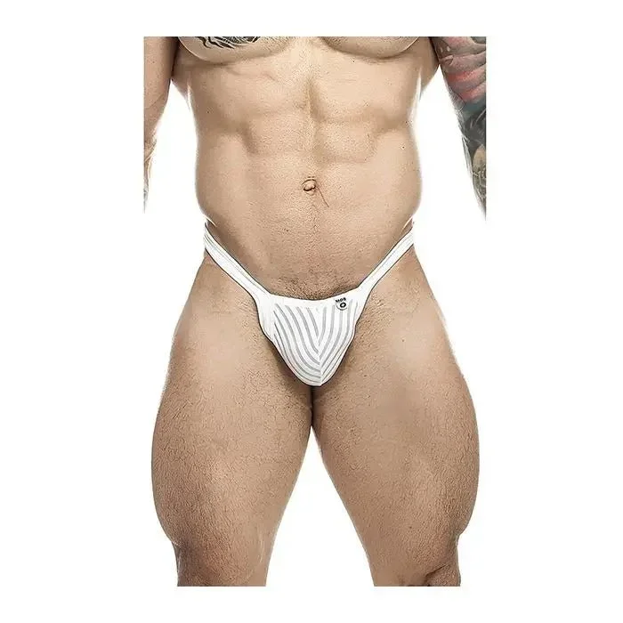 Male Basics Y Buns Thong White Sheer
