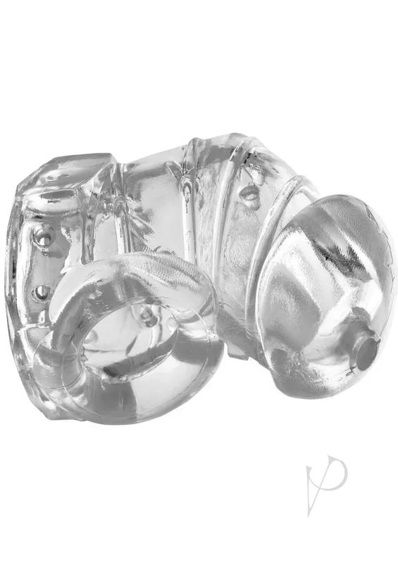 Master Series Detained 2.0 Restrictive Chastity Cage with Nubs – Clear