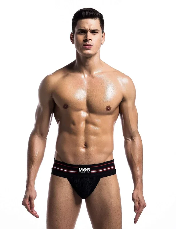 Mob Fetish Jock Strap Black Medium 3 inches Waistband Bulk