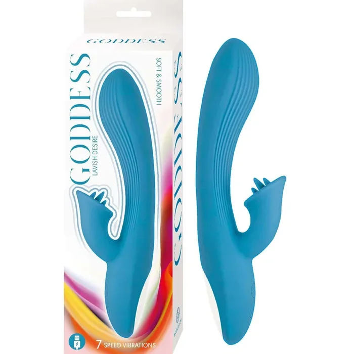 Nasstoys Goddess Lavish Desire Blue Vibrator – Silicone Rabbit Vibrator for Dual Stimulation