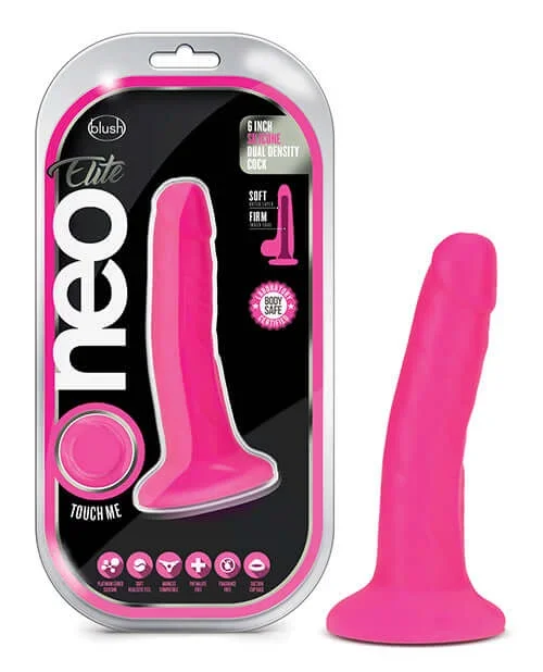 Neo Elite 6 inches Dual Density Cock Neon Pink Dildo