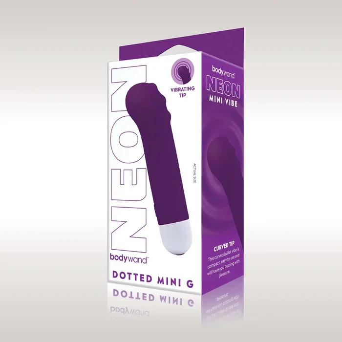 Neon Purple Bodywand Mini G Vibrator: USB Rechargeable Dotted Design for Intense Sensations
