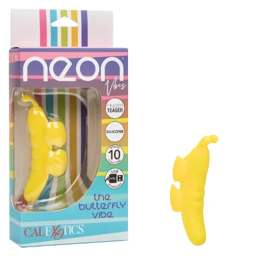 Neon Vibes The Butterfly Vibe Yellow Silicone Finger Teaser with 10 Functions and Rechargeable