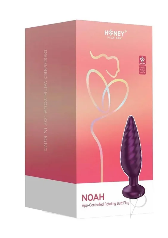Noah App Controlled Rotating Butt Plug Purple Honey Play Box
