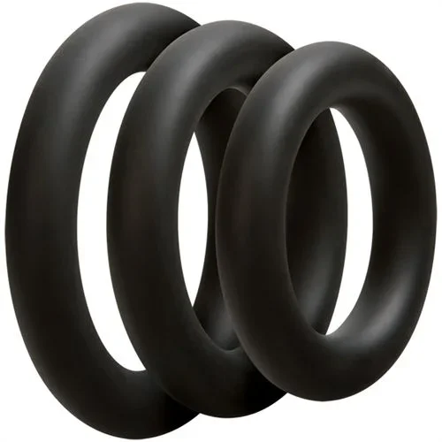 Optimale 3 C Ring Set (Black) – Thick Silicone Cock Rings With 32mm, 37mm, and 42mm Diameters