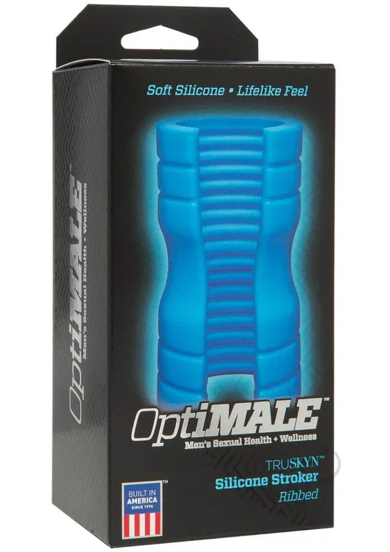 Optimale TRUSKYN Ribbed Silicone Stroker in Blue – Discreet & Body-Safe Design