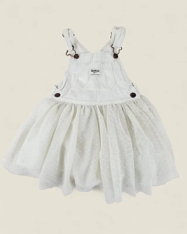 OSHKOSH WHITE OVERALL DRESS 3T PRE-LOVED