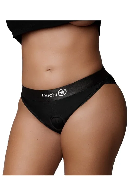 Ouch by Shots Toys – Vibrating Strap-on Hipster Panty Harness – Black – Various Sizes