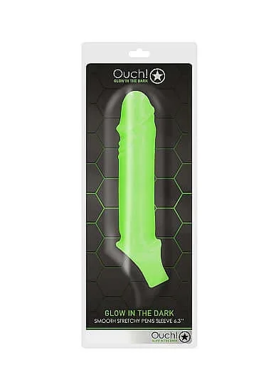 Ouch Glow in the Dark Smooth Stretchy Penis Sleeve Green