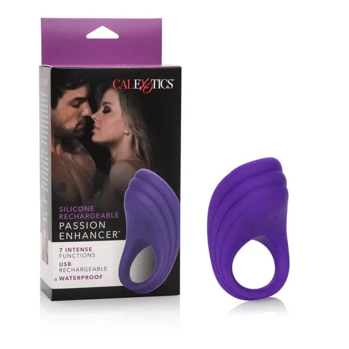 Passion Enhancer Silicone Rechargeable Vibrating Ring – Purple | 7 Functions
