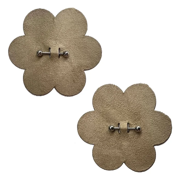 Pierced Pasties Nude Flower Breast Petal with Barbell Piercing Nipple Covers by Pastease