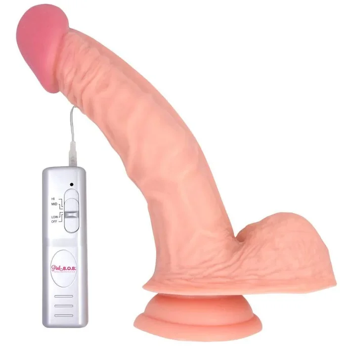 Pink B.O.B. 8 Inch Curved Vibrating Dildo