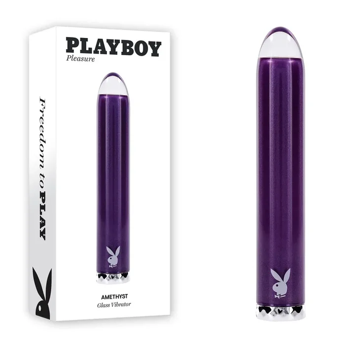 Playboy Pleasure AMETHYST – Purple 12.4 cm USB Rechargeable Glass Tipped Mini Vibrator