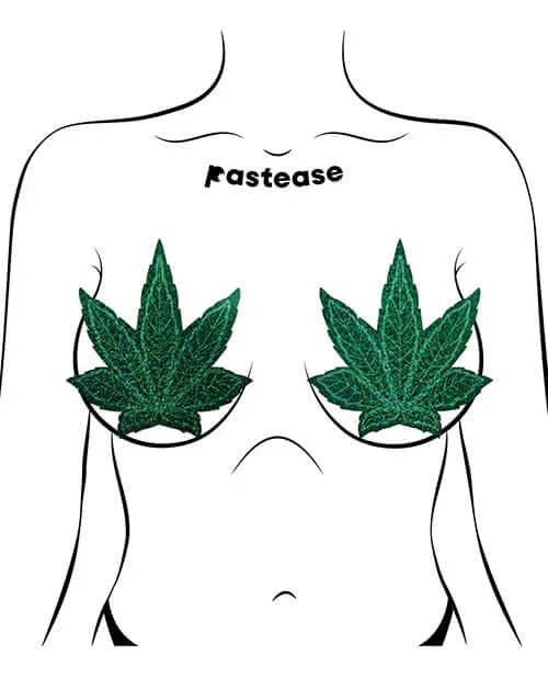 Pot Leaf Glitter Green Fuller Coverage Pasties – Fashionable Support & Lift by Pastease