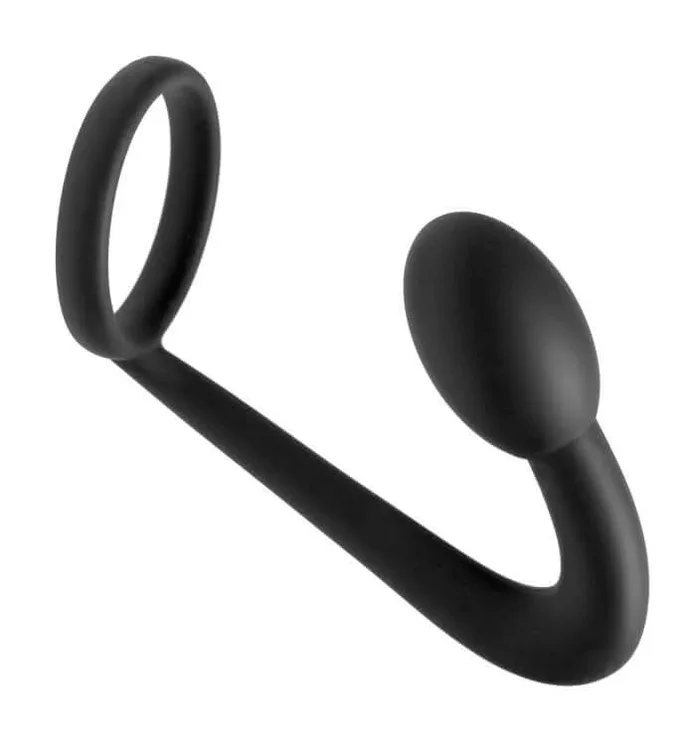 Prostatic Play Explorer Silicone Cock Ring and Prostate Plug – Black, Premium P-Spot Stimulation