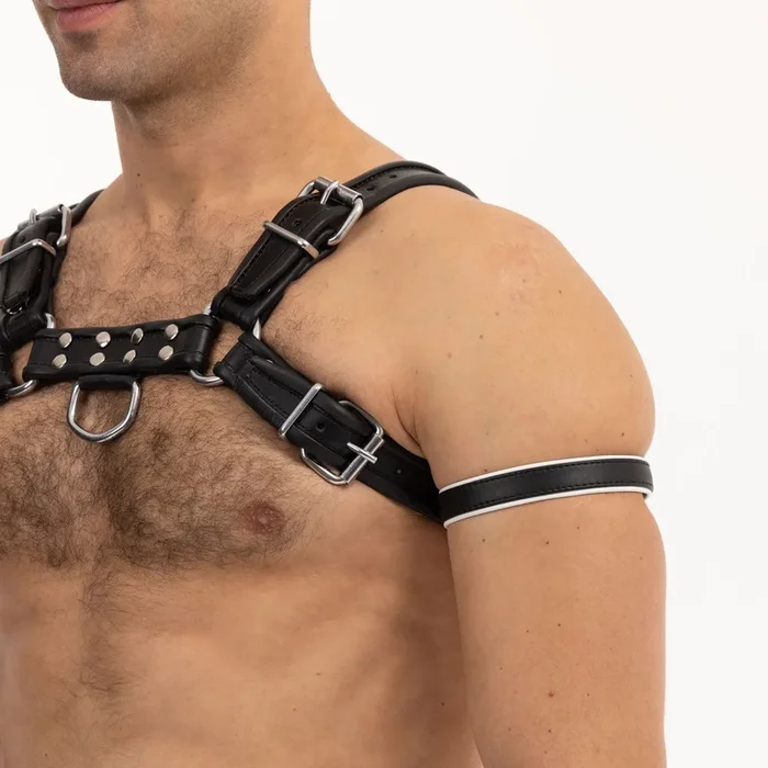 Prowler RED Leather Bicep Band Black White