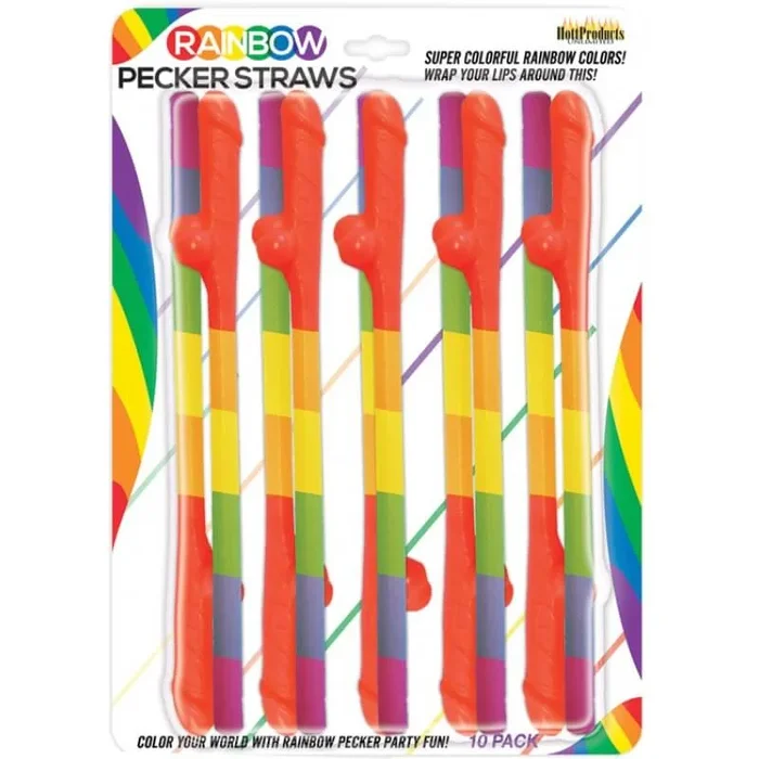 RAINBOW PECKER STRAWS 10PK