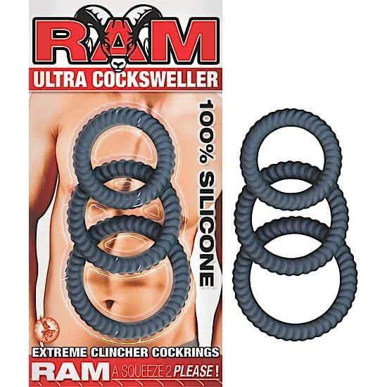 Ram Ultra Cocksweller Silicone Cock Rings – Black