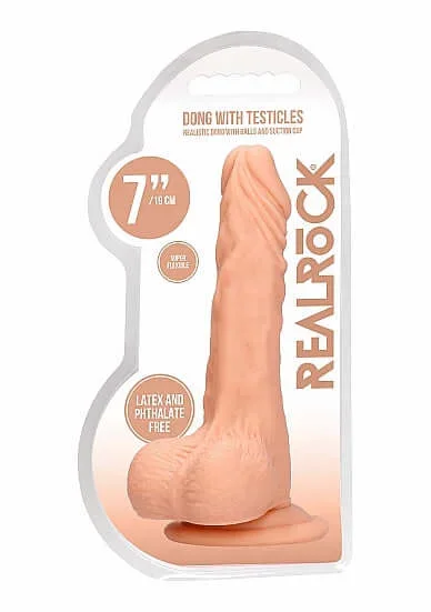 Realrock 7 inches Dong Flesh Light Skin Tone with Testicles