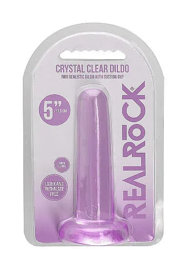 Realrock Crystal Clear Non-Realistic Dildo 5.3 inches Purple – Anal and Vaginal Pleasure from Shots Toys America